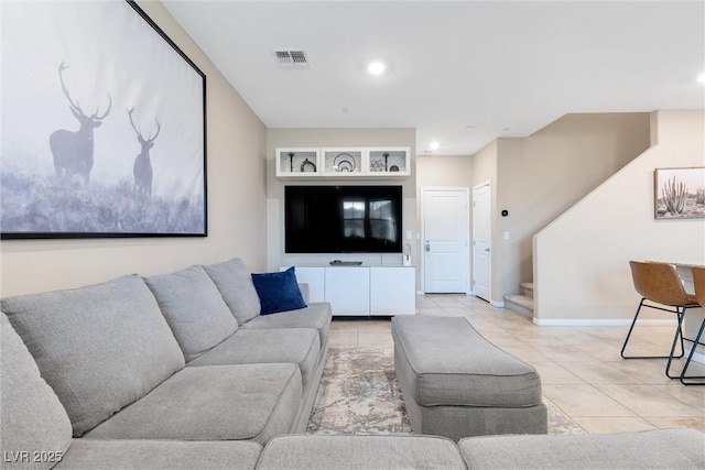 view of tiled living room