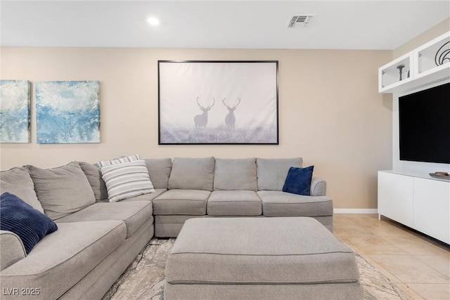 view of tiled living room