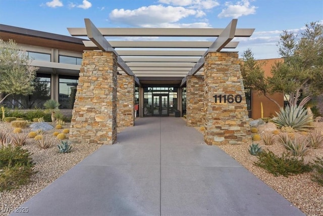 exterior space with a carport