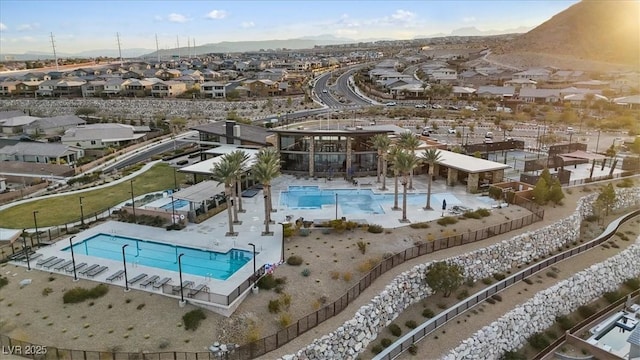 aerial view featuring a mountain view