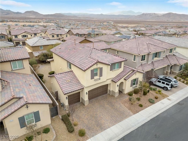 aerial view with a mountain view