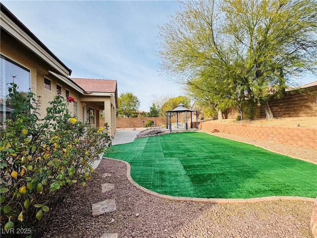 view of yard with a gazebo