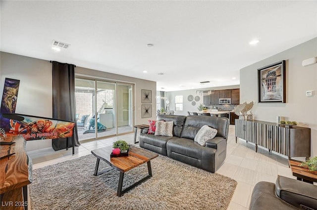 view of tiled living room