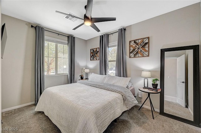 bedroom with carpet and ceiling fan