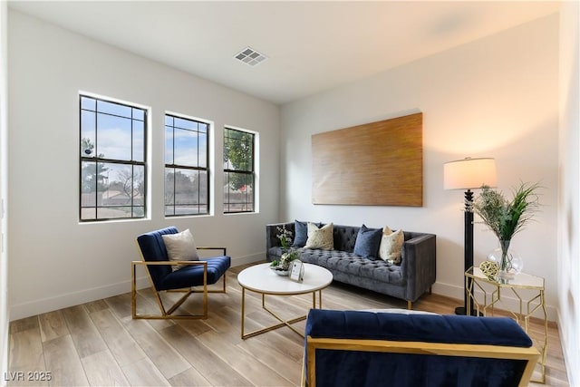 living room featuring light hardwood / wood-style floors