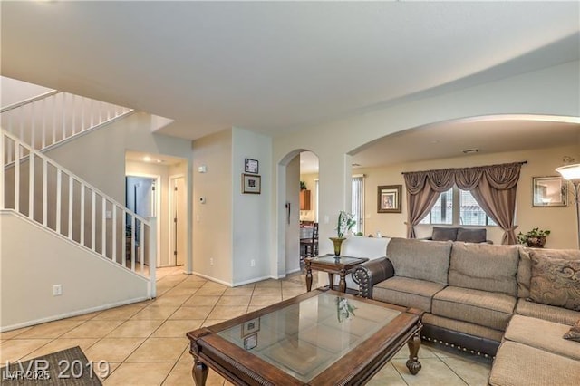 view of tiled living room