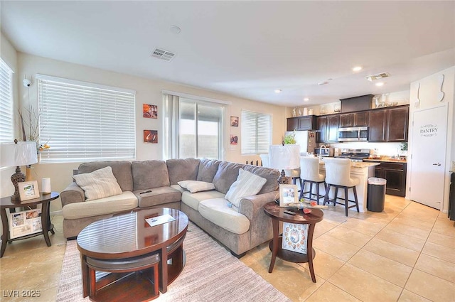 view of tiled living room