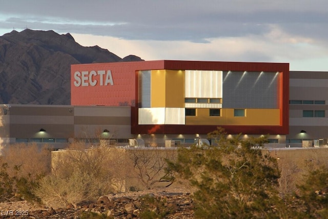 exterior space featuring a mountain view