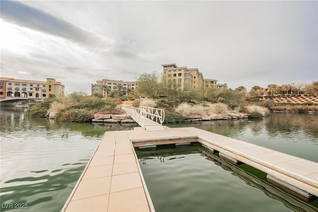 dock area featuring a water view