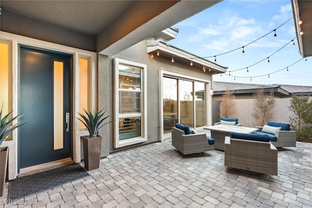 view of patio featuring an outdoor living space