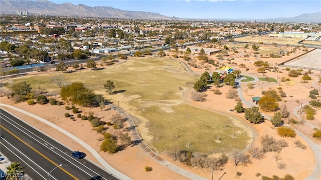 aerial view with a mountain view