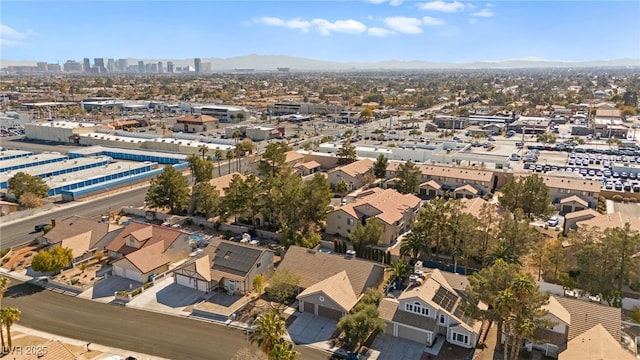 bird's eye view with a mountain view