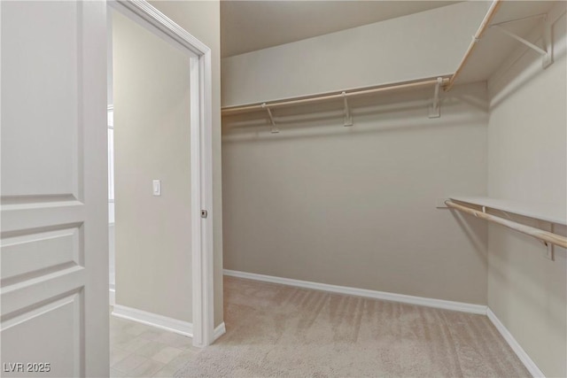 spacious closet with light carpet