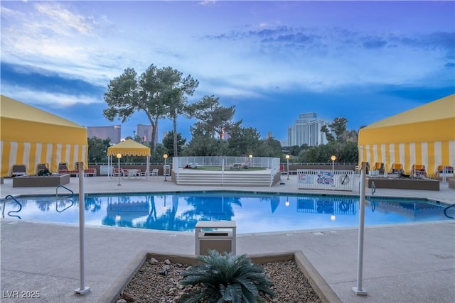 view of swimming pool with a patio