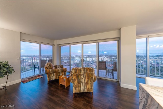 living room featuring dark hardwood / wood-style flooring