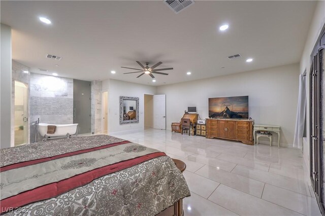 bedroom featuring light tile patterned floors