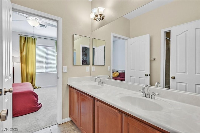 bathroom featuring vanity and tile patterned flooring