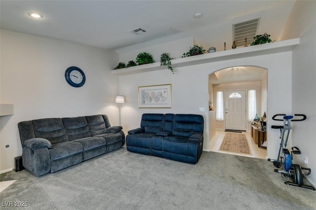 living room with carpet