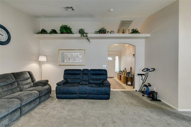 living room with carpet floors