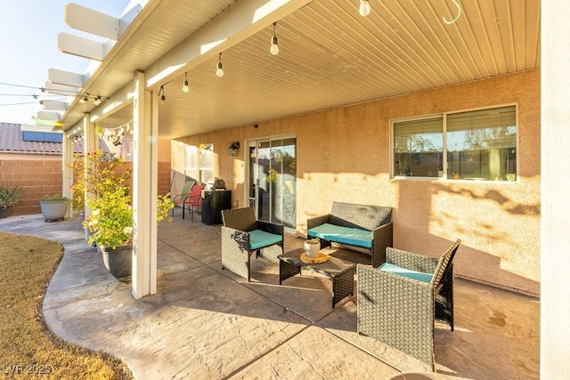 view of patio featuring an outdoor living space