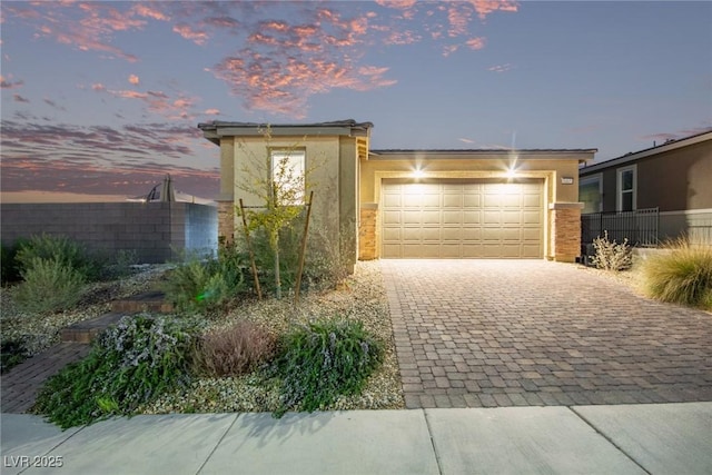 view of front of house with a garage