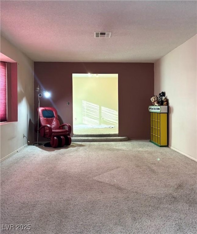 spare room with carpet floors and a textured ceiling