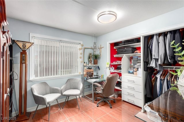 office area featuring light tile patterned floors