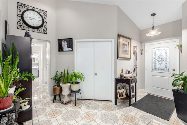 entryway with lofted ceiling