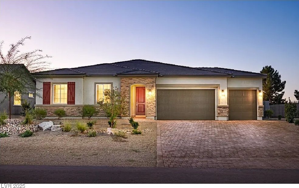 prairie-style home with a garage