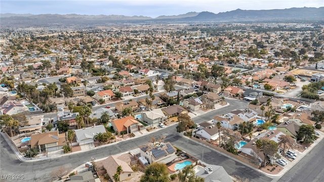 bird's eye view with a mountain view