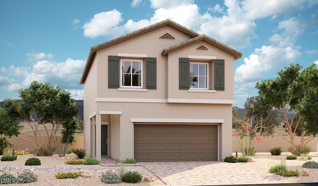 view of front of property featuring a garage