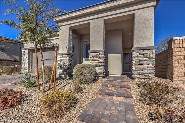 entrance to property with a garage