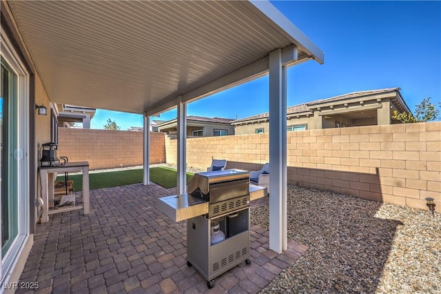 view of patio featuring area for grilling