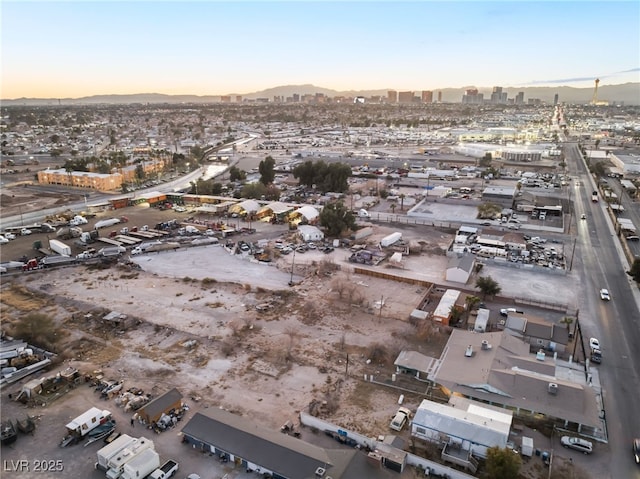 view of aerial view at dusk