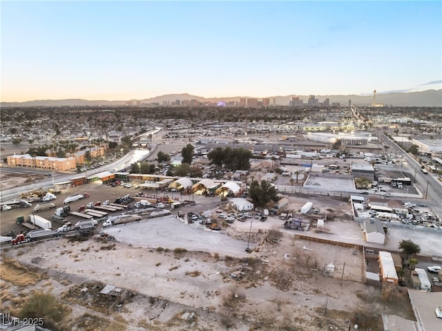 view of aerial view at dusk