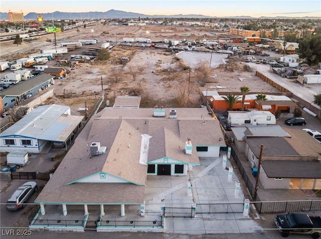 view of aerial view at dusk