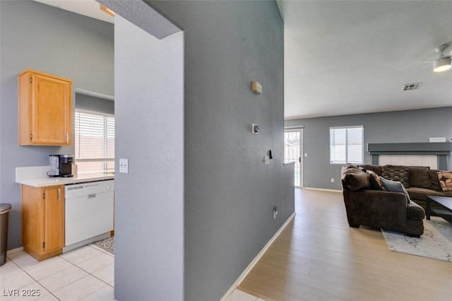 hall with light hardwood / wood-style flooring