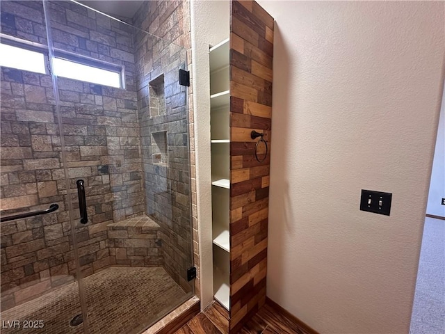 bathroom featuring walk in shower