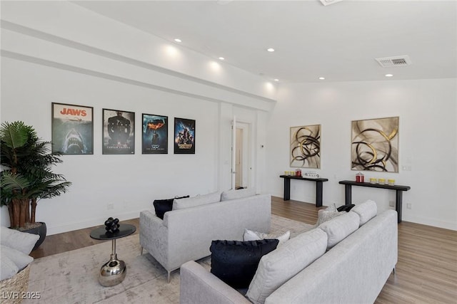 living room with light wood-type flooring