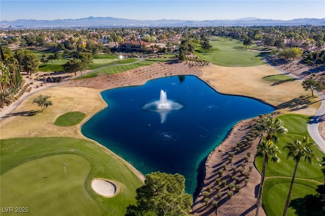 birds eye view of property featuring a water and mountain view