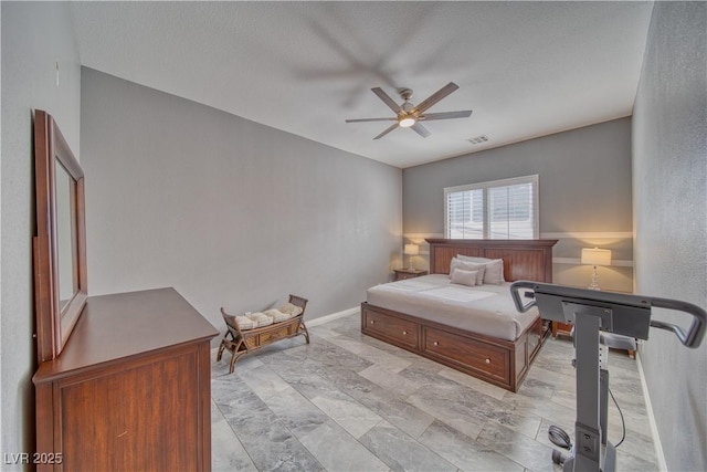 bedroom featuring ceiling fan