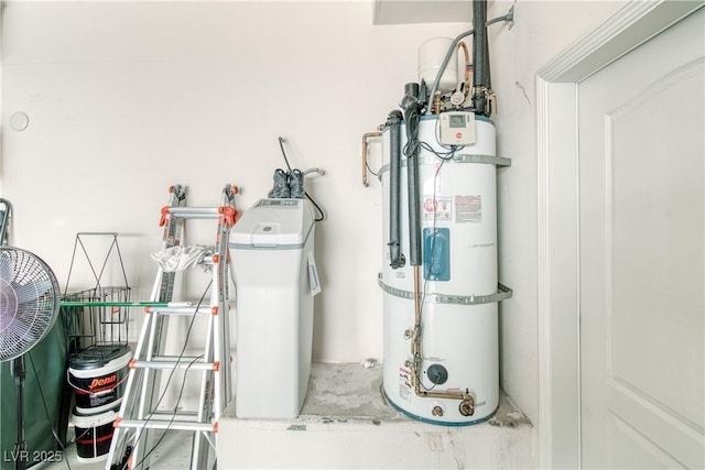 utility room with secured water heater