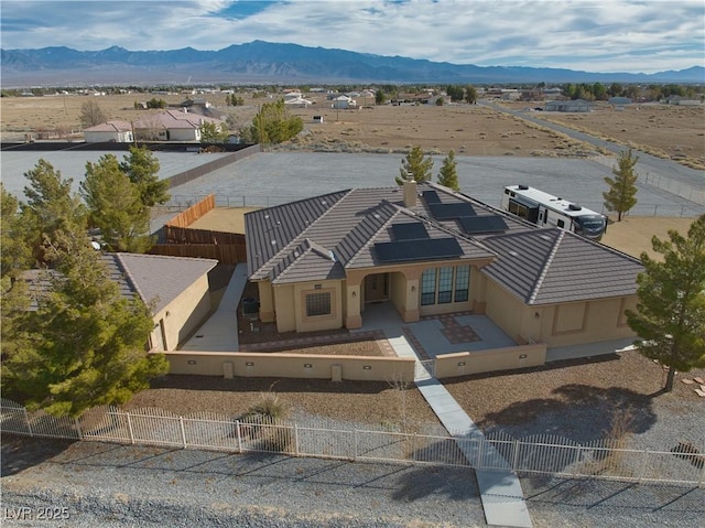 aerial view with a mountain view