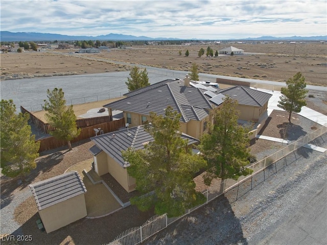 bird's eye view with a mountain view