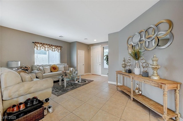 view of tiled living room