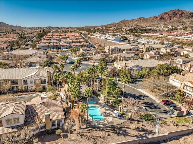 aerial view with a mountain view