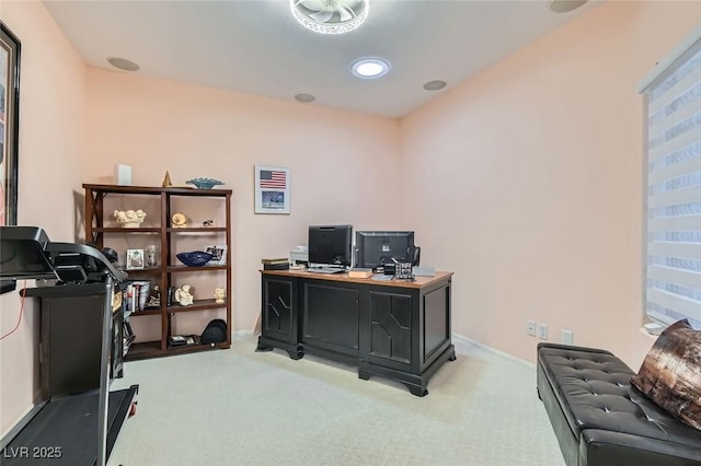 office featuring light colored carpet