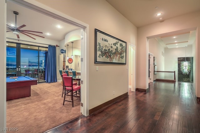 hall featuring dark hardwood / wood-style floors