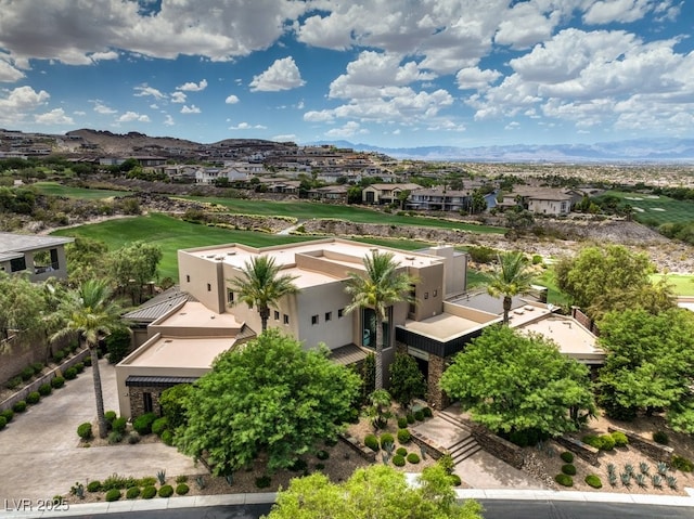 aerial view with a mountain view