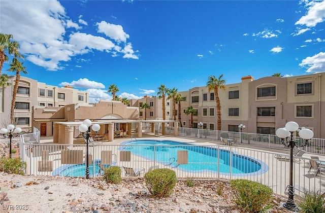 view of pool featuring a patio